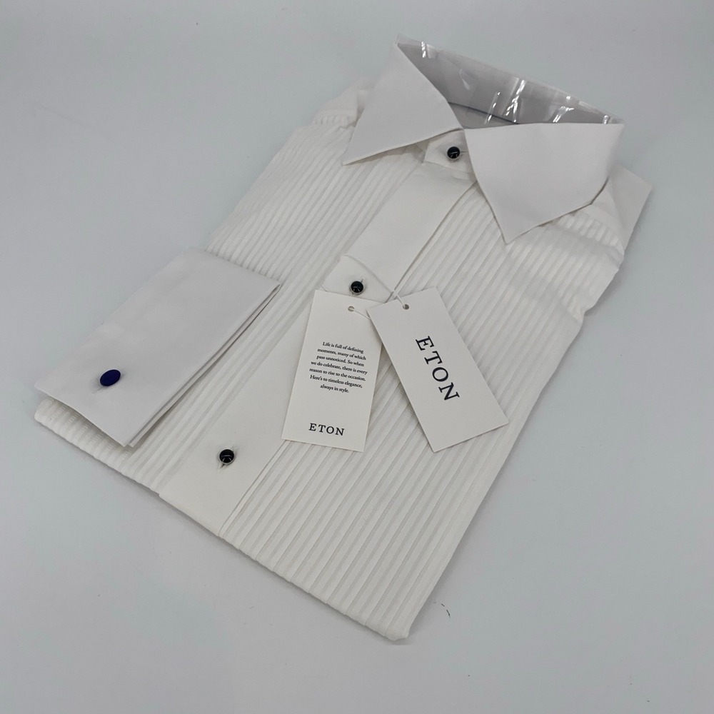 Eton Dress Shirt Mens S 15 - 38‎ White Long Sleeve Slim Fit Collared Button Up
